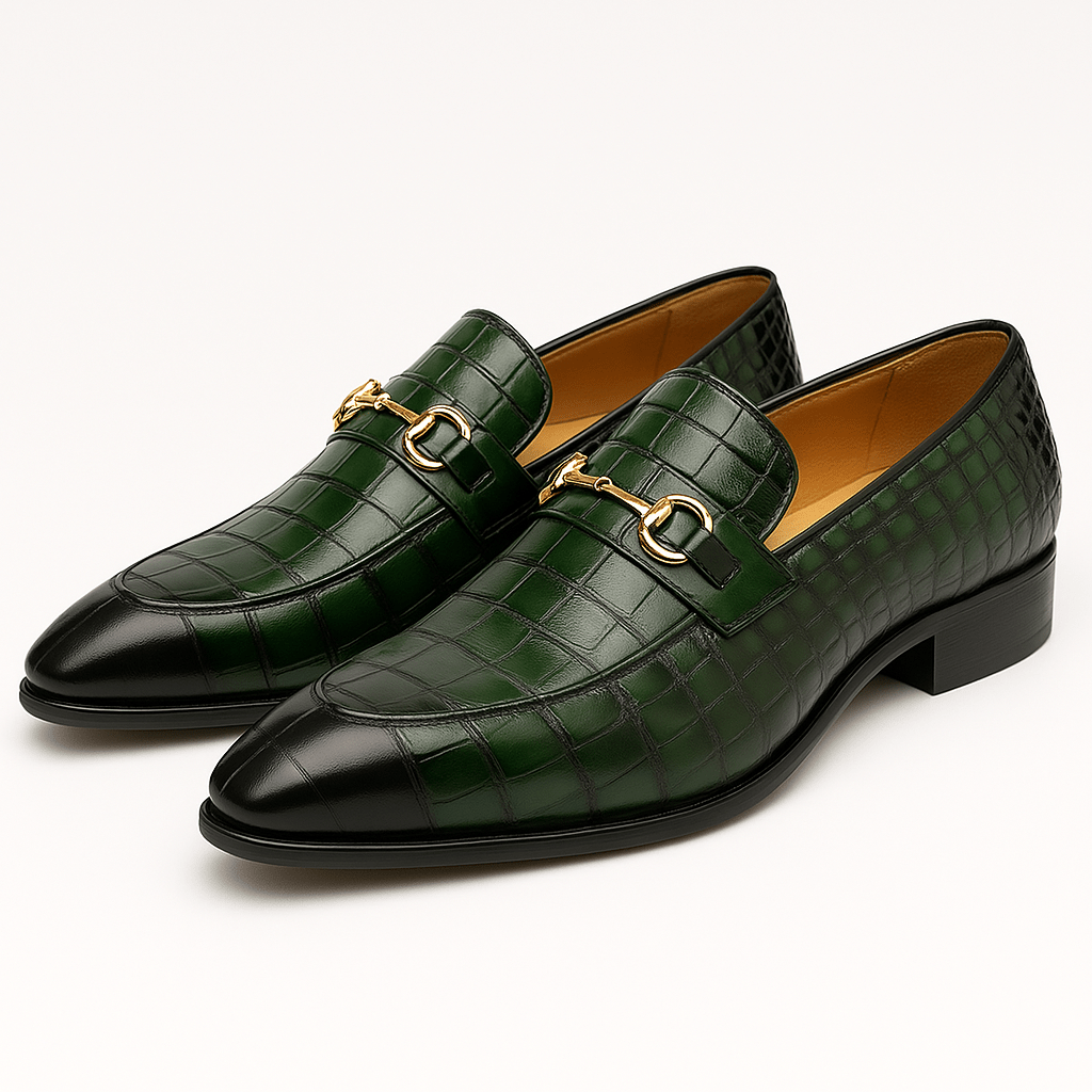LUXEOUTFIT | Torino Croc Leather Loafers