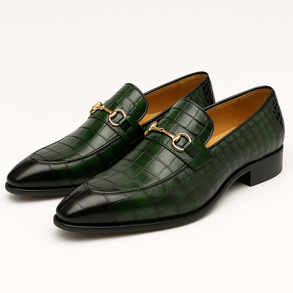 LUXEOUTFIT | Torino Croc Leather Loafers
