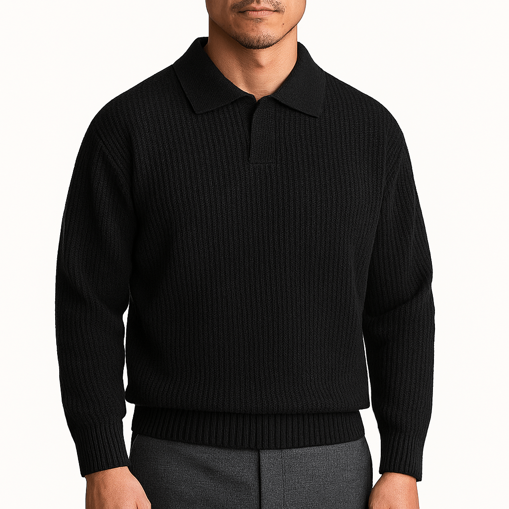 LUXEOUTFIT | Waffle Knit Polo Sweater