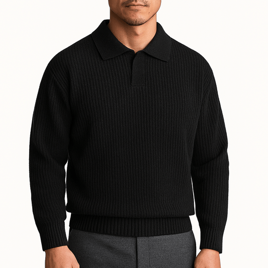 LUXEOUTFIT | Waffle Knit Polo Sweater