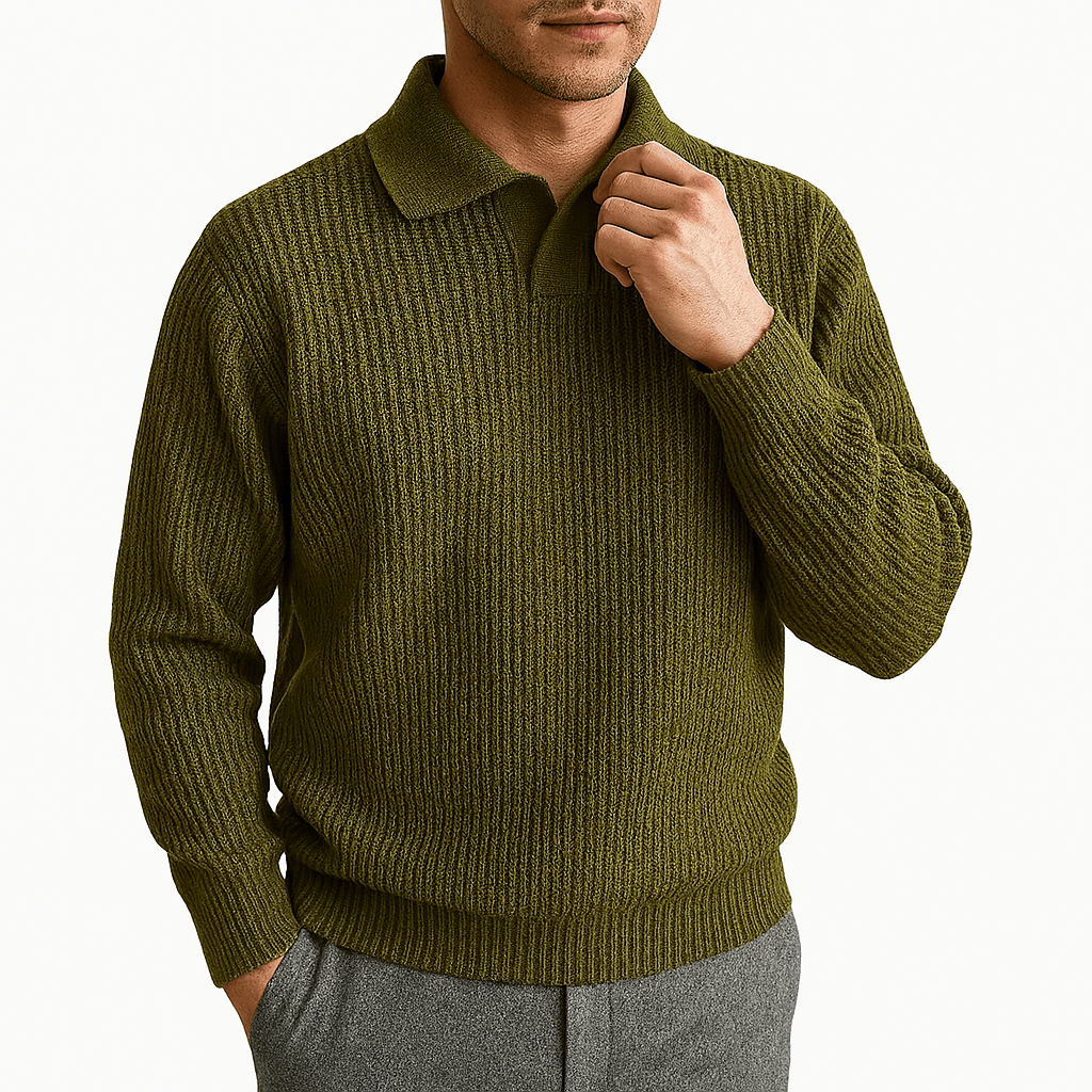 LUXEOUTFIT | Waffle Knit Polo Sweater