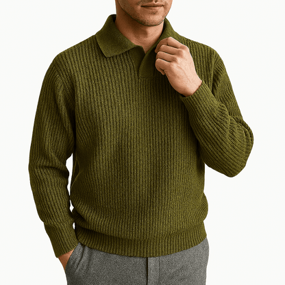 LUXEOUTFIT | Waffle Knit Polo Sweater