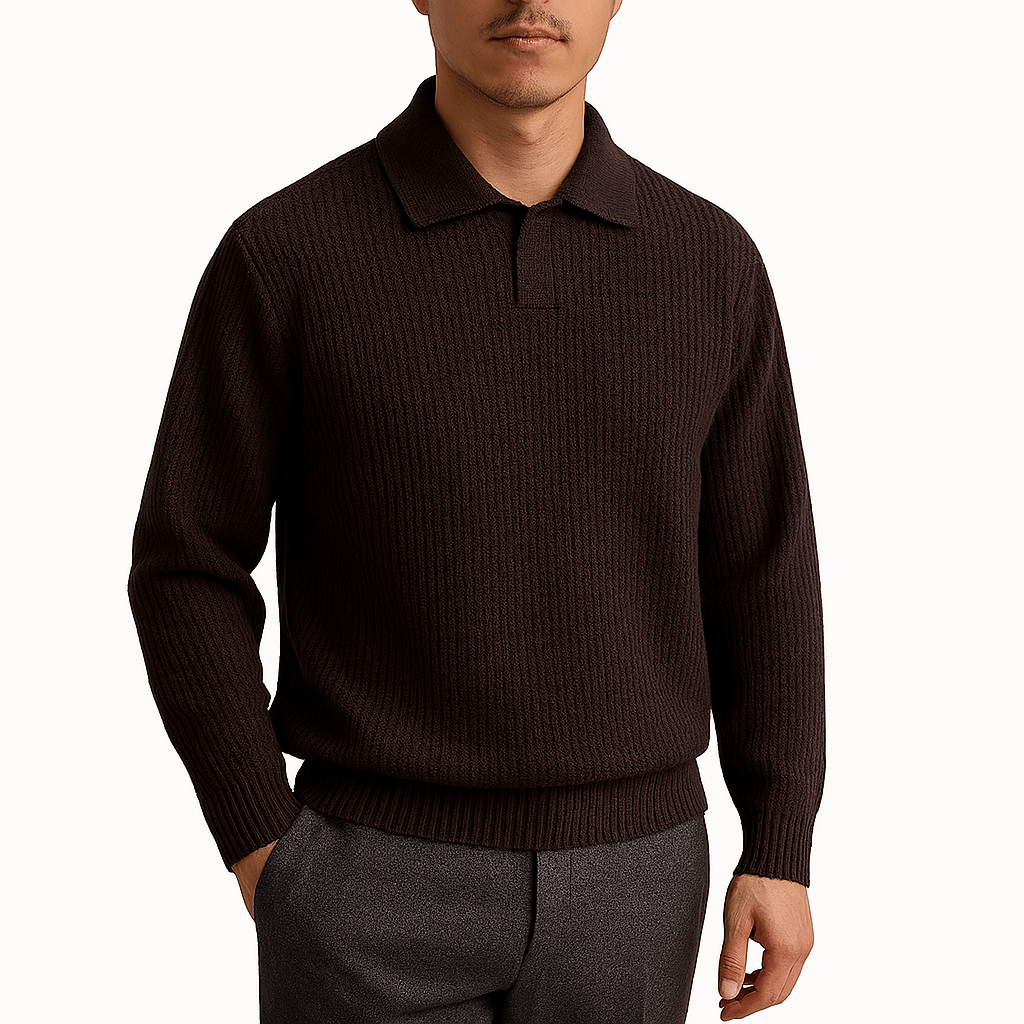 LUXEOUTFIT | Waffle Knit Polo Sweater
