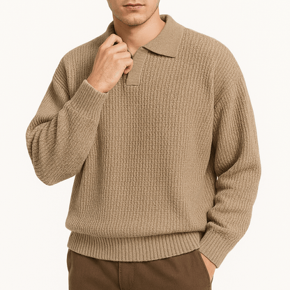 LUXEOUTFIT | Waffle Knit Polo Sweater