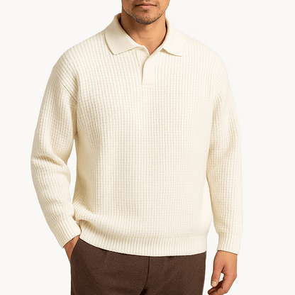LUXEOUTFIT | Waffle Knit Polo Sweater