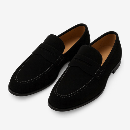 Luxeoutfit | Black Suede Penny Loafers