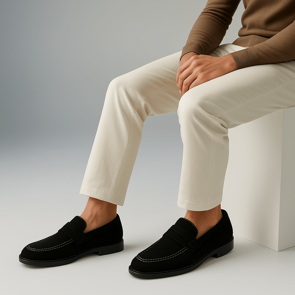 Luxeoutfit | Black Suede Penny Loafers