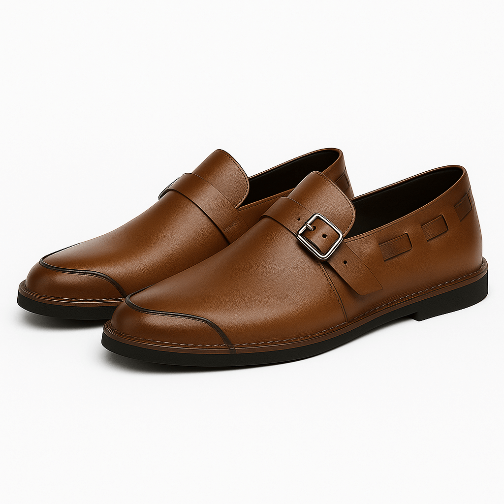 Luxeoutfit | Buckled Polished Leather Loafers