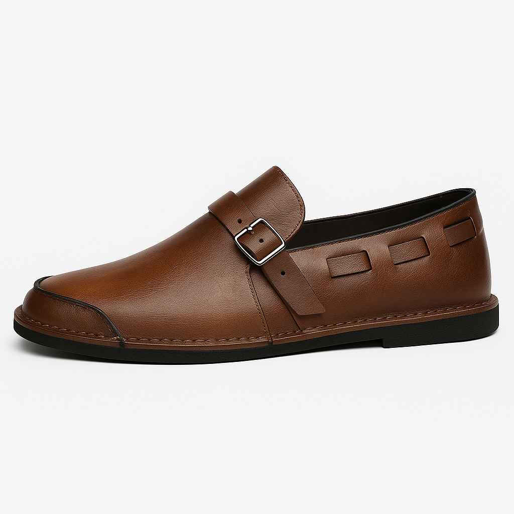 Luxeoutfit | Buckled Polished Leather Loafers