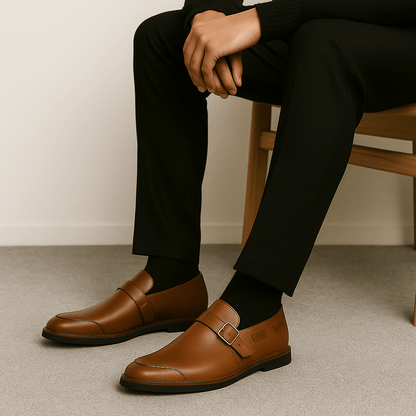 Luxeoutfit | Buckled Polished Leather Loafers