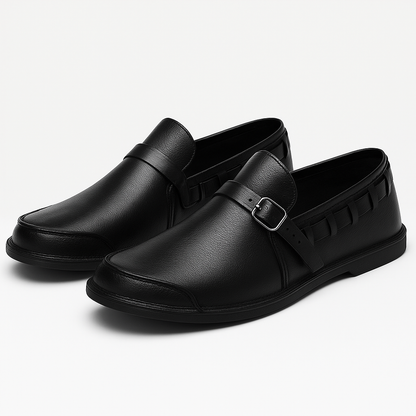 Luxeoutfit | Buckled Polished Leather Loafers