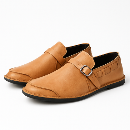 Luxeoutfit | Buckled Polished Leather Loafers