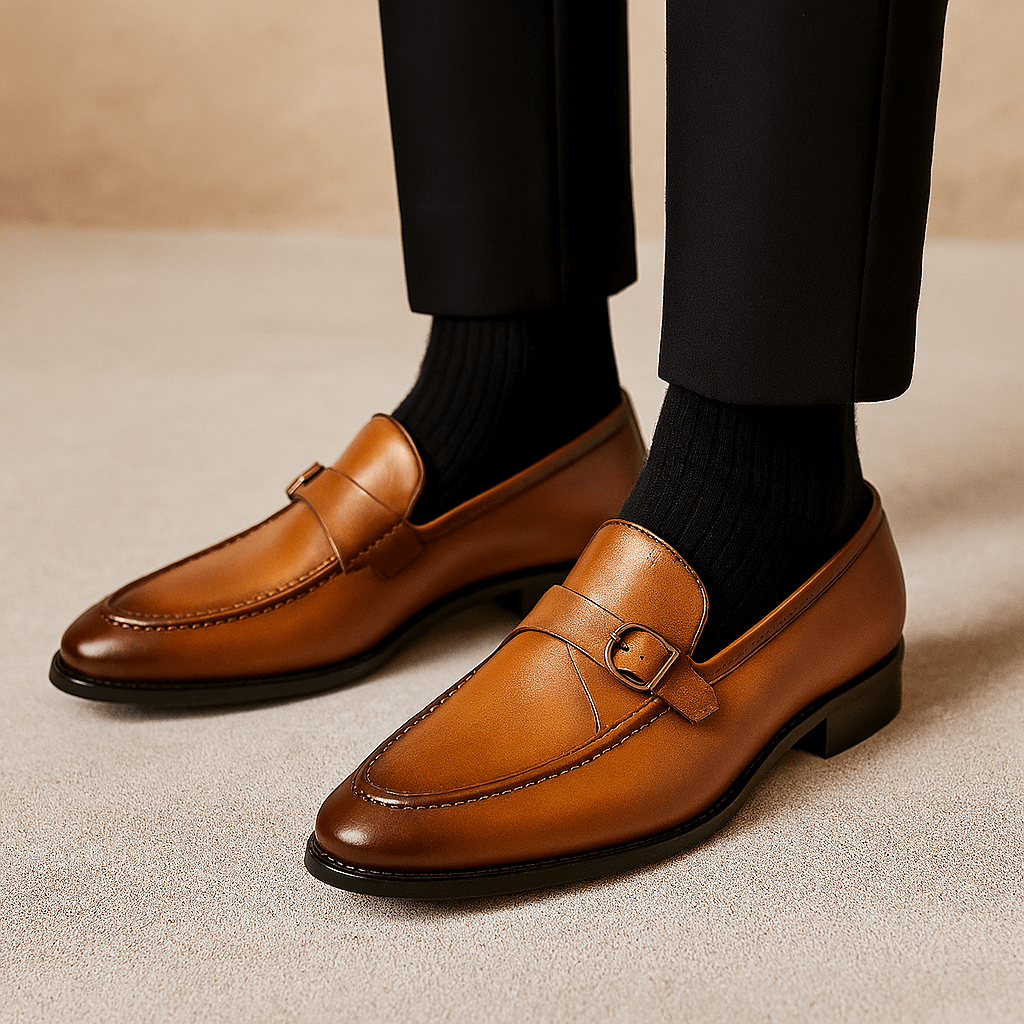 Luxeoutfit | Buckled Vegan Leather Loafers
