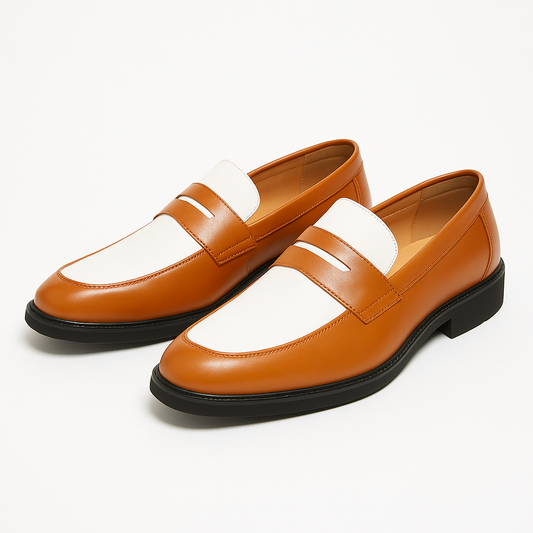 Luxeoutfit | Contrast Strap Polished Leather Loafers