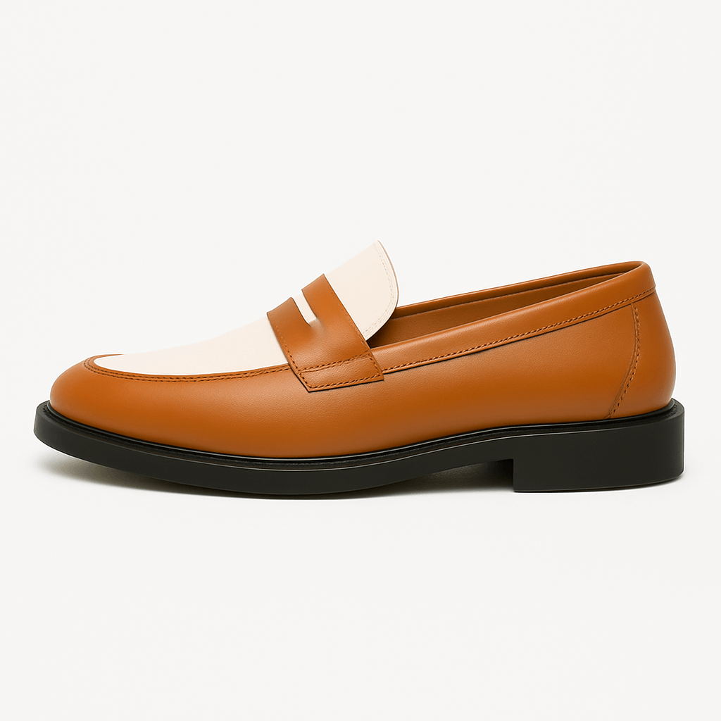 Luxeoutfit | Contrast Strap Polished Leather Loafers