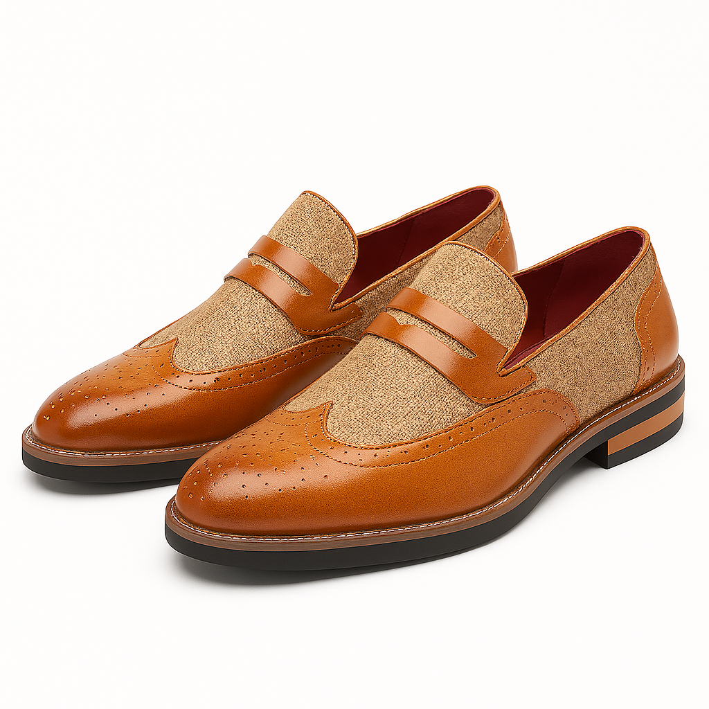 Luxeoutfit | Polished Leather Canvas Loafers