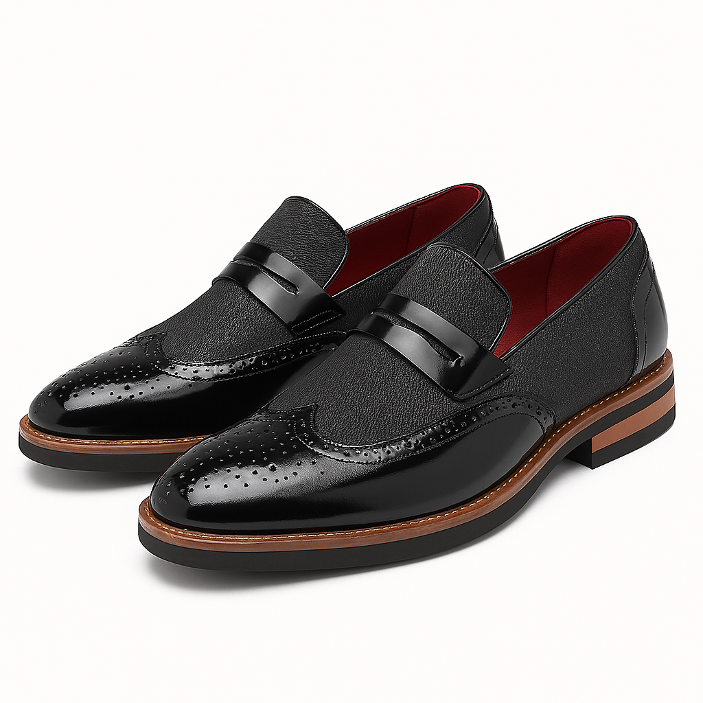 Luxeoutfit | Polished Leather Canvas Loafers