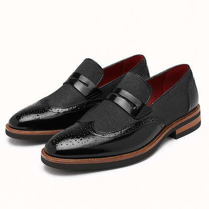 Luxeoutfit | Polished Leather Canvas Loafers