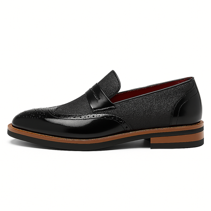 Luxeoutfit | Polished Leather Canvas Loafers