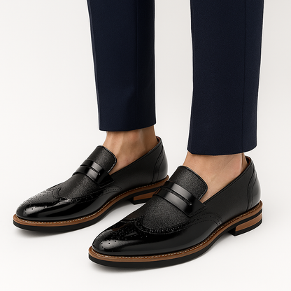Luxeoutfit | Polished Leather Canvas Loafers