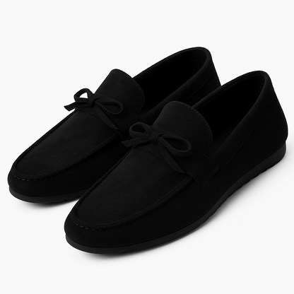 Luxeoutfit | Suede Bow Accent Loafers