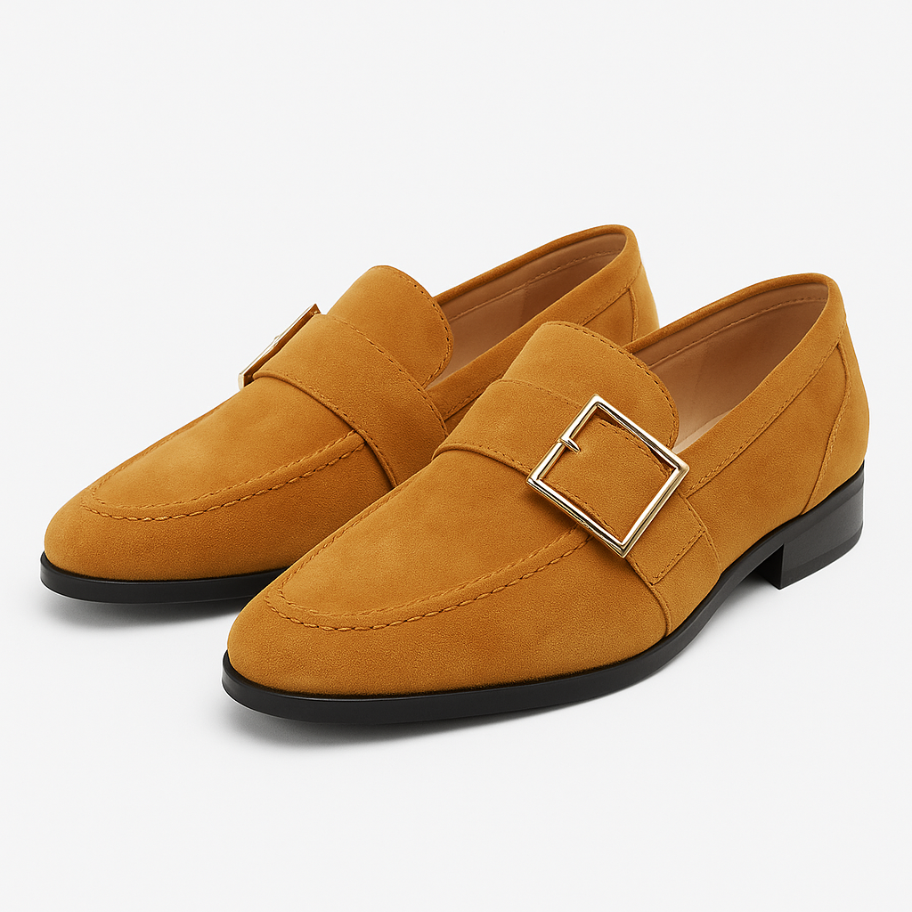 Luxeoutfit | Suede Buckle Slip-On Loafers