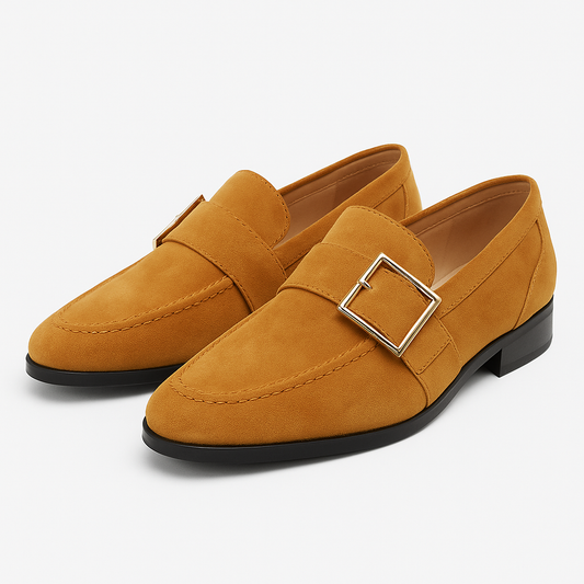 Luxeoutfit | Suede Buckle Slip-On Loafers