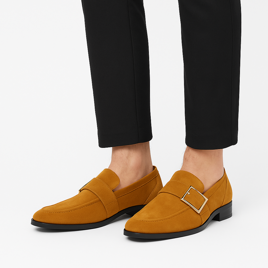 Luxeoutfit | Suede Buckle Slip-On Loafers