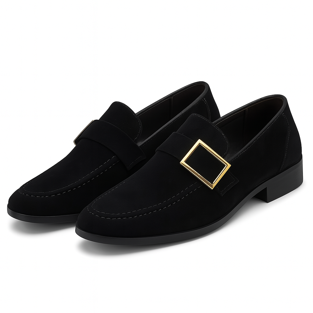 Luxeoutfit | Suede Buckle Slip-On Loafers