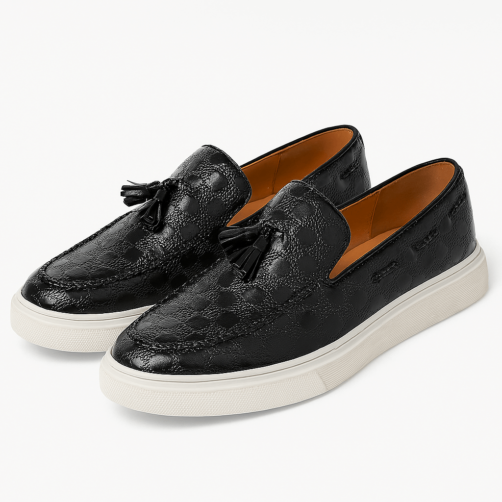 Luxeoutfit | Textured Leather Tassel Loafers