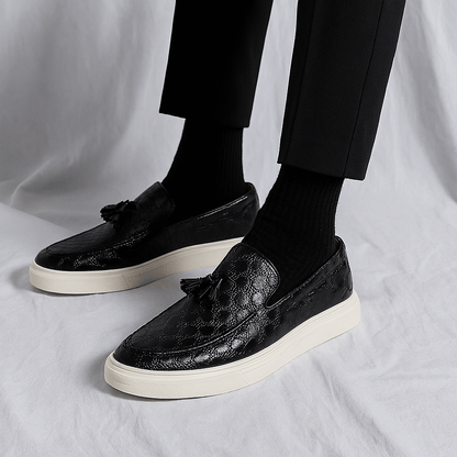 Luxeoutfit | Textured Leather Tassel Loafers