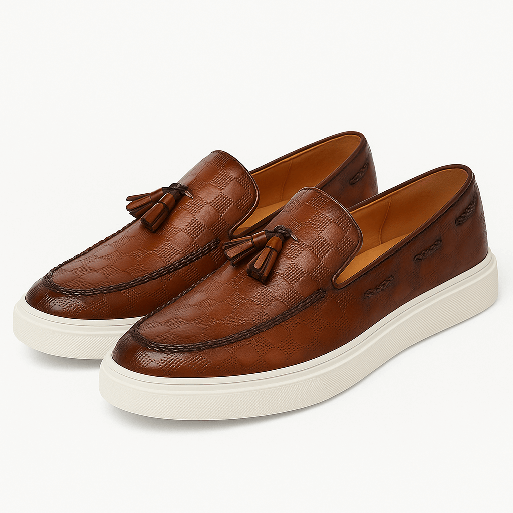 Luxeoutfit | Textured Leather Tassel Loafers