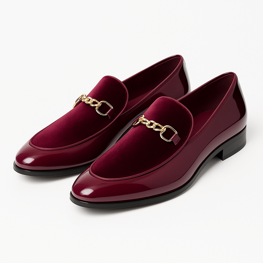 Luxeoutfit | Velvet Chain Slip-On Loafers