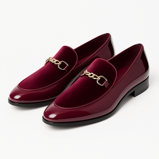 Luxeoutfit | Velvet Chain Slip-On Loafers
