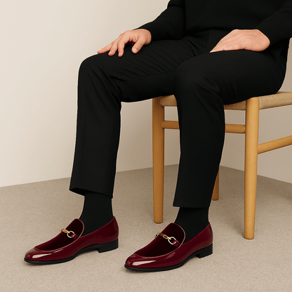 Luxeoutfit | Velvet Chain Slip-On Loafers