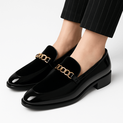 Luxeoutfit | Velvet Chain Slip-On Loafers