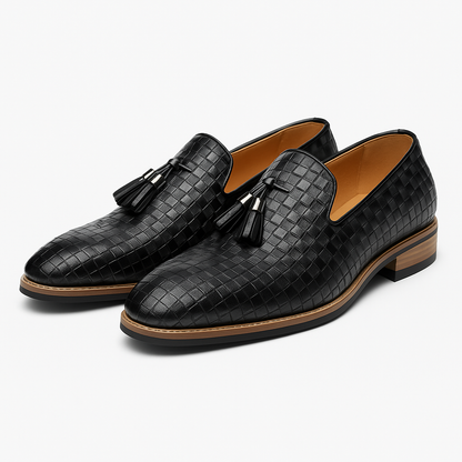 Luxeoutfit | Woven Leather Tassel Loafers