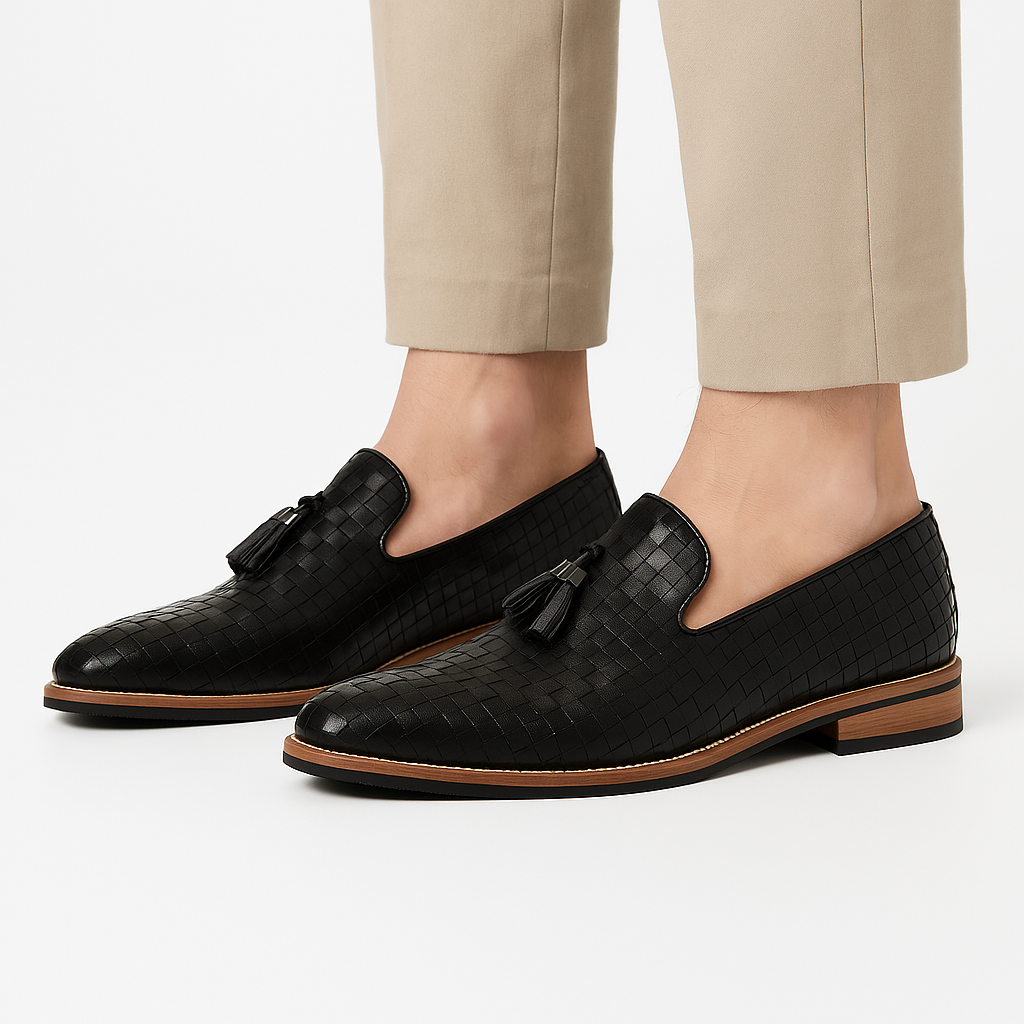 Luxeoutfit | Woven Leather Tassel Loafers