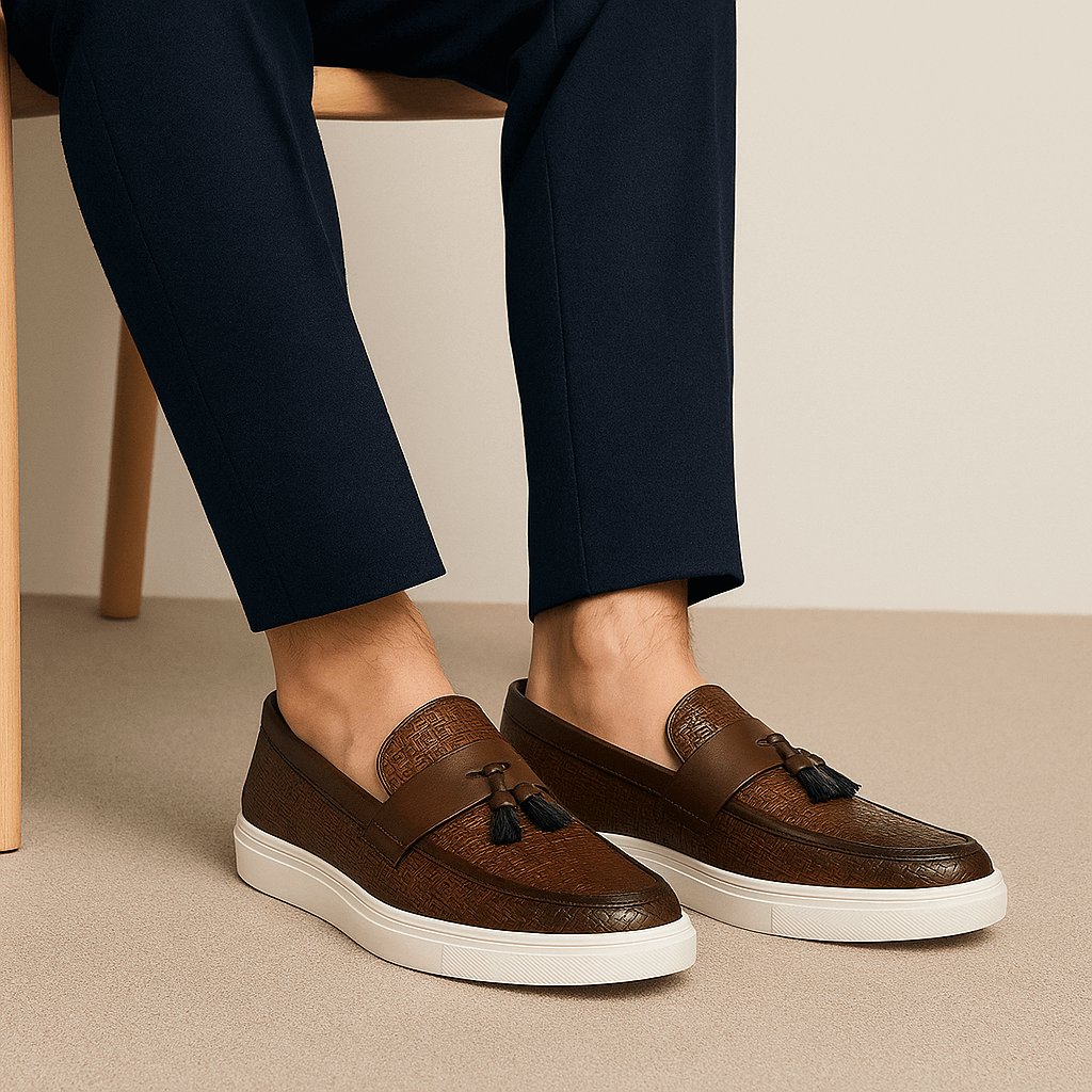 Luxeoutfit | Woven Leather Tassel Loafers