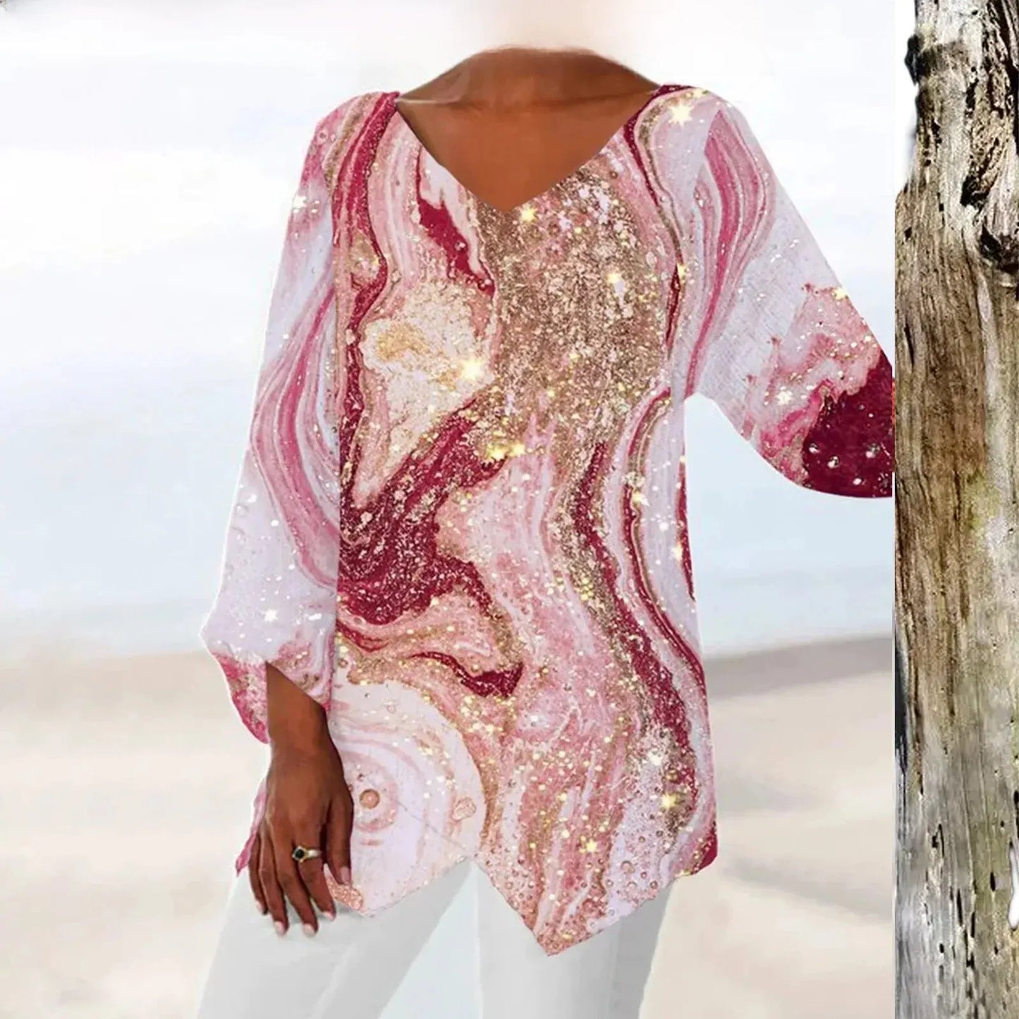 Azul® | Vintage V-neck women's blouse