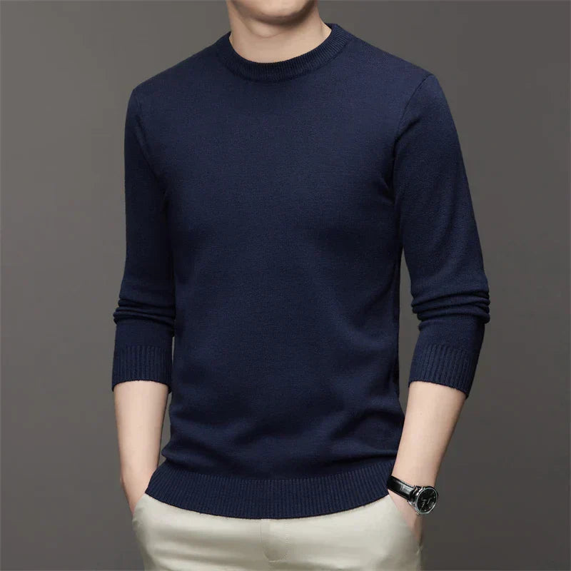 Men’s Pullover Sweater – Slim Fit – Fine Gauge Knit – Crew Neck – Ribbed Trim – Long Sleeve