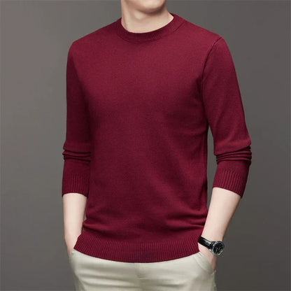 Men’s Pullover Sweater – Slim Fit – Fine Gauge Knit – Crew Neck – Ribbed Trim – Long Sleeve