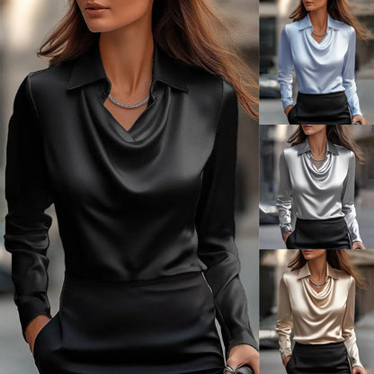 Karol® | Women'S Blouse With Chic Waterfall Neckline And Long Sleeves