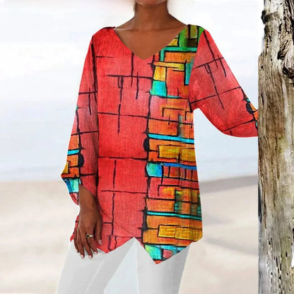 Azul® | Vintage V-neck women's blouse