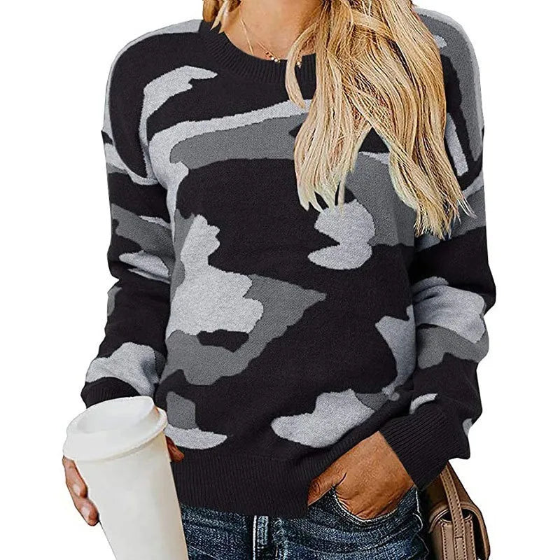 Nayara® | Camouflage leopard print knit sweater