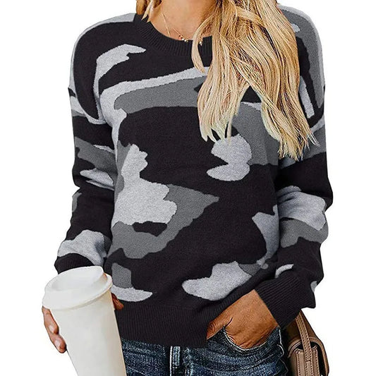 Nayara® | Camouflage leopard print knit sweater
