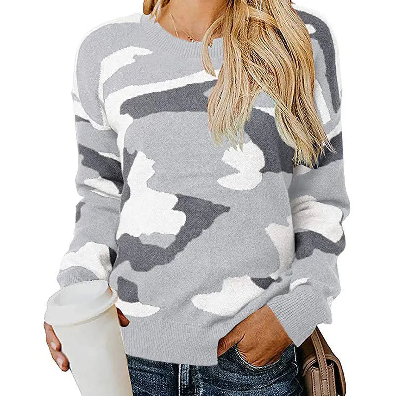 Nayara® | Camouflage leopard print knit sweater