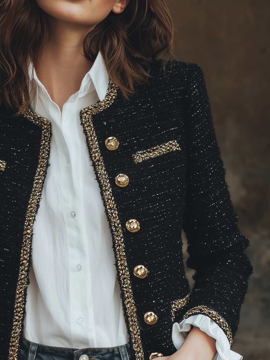 Vintage Chanel-style Contrast-trimmed Jacket
