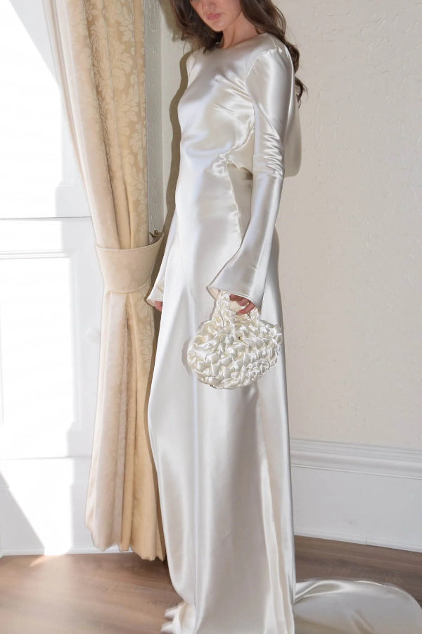 Robyn® | Pearl Eden maxi dress with an open cowl neckline and satin back