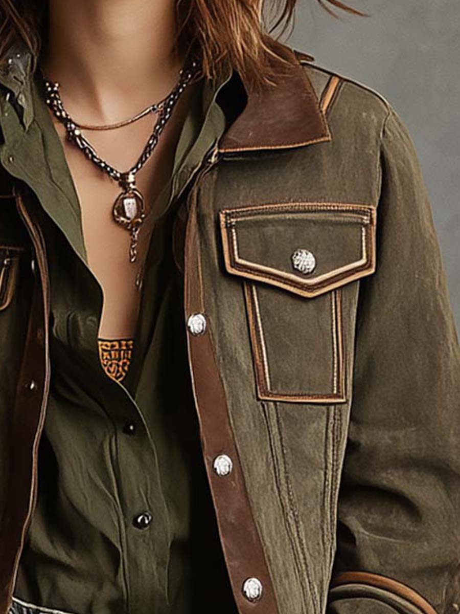 Women’s Vintage Microsuede Contrast Trim Jacket